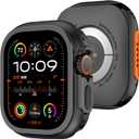 Amizee 2 in 1 Metal Case Compatible with Apple Watch Ultra 3/2/1 49mm with Back Cover, Rugged Shockproof Protective Bumper Cover for iWatch 49mm, Black