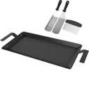 Carbon Steel Griddle for Gas Grill with Spatula Set, 24" x 10" Flat Top Griddle for Stove Top, Induction & Electric Cooktop, Double Burner Griddle Pan, Nonstick Cookware Griddle Insert