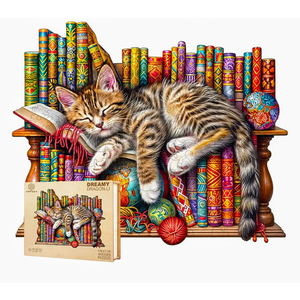 Jigfoxy Wooden Puzzle for Adults, DragonLi Cat Wooden Jigsaw Puzzles for Adult, Unique Animal Shape Wood Cut Puzzles, Christmas Thanksgiving Gifts for Friends Family (Size L 13.4x10.8 280 Pieces)