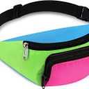 Xuniea 80s Retro Neon Fanny Pack 2 Pockets Belt Bags 90s Costumes for Women Men Waist Packs for Holiday Festival 80s Theme Halloween Party(Blue Bottom)