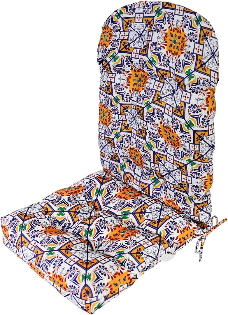HPNSOTDR Outdoor Rocking Chair Cushion,47x19 inch Water Resistant,Set of Seat & Back Thick Tufted Cushion with Tie Straps,  Persimmon
