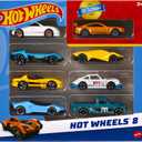 Hot Wheels, Set of 8 Basic Toy Cars & Trucks in 1:64 Scale, Includes 1 Exclusive Car, Different Mixes Released Throughout The Year