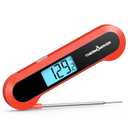 Professional 0.5 Sec Instant Read Meat Thermometer Digital, NIST Certified 0.5 Accuracy, Auto Rotate Large LCD Display, Highly Waterproof Cooking Thermometer for Baking Grill BBQ Smoker Oven, Red