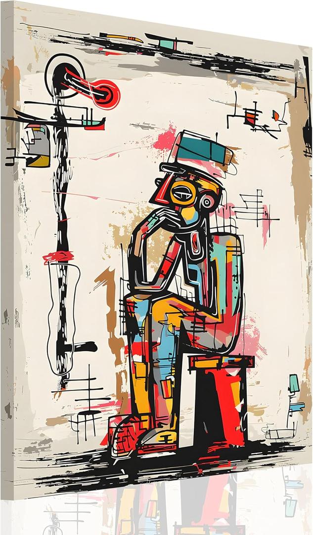Framed Graffiti Wall Art Vibrant Street Color Canvas Print Decor, Modern Abstract Painting Poster Picture for Living Room, Bedroom, Hallway Wall Decor