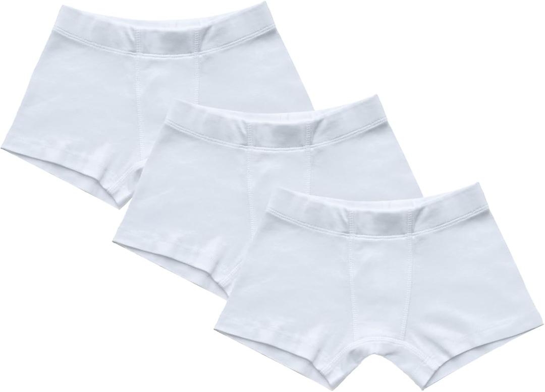 ORGANICKID Boys 100% Organic 100% Cotton Underwear GOTS Certified Kids Toddler Boxer Briefs Pack of 3 5-6y (White)