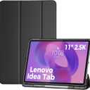 ProCase Folio Case for Lenovo Idea Tab 11" 2025 with Pen Holder, Lenovo Idea Tab 11 Inch TB-336ZU/TB-336FU Slim Stand Tri-Fold Hard Shell Protective Tablet Cover Translucent Back Case -Black