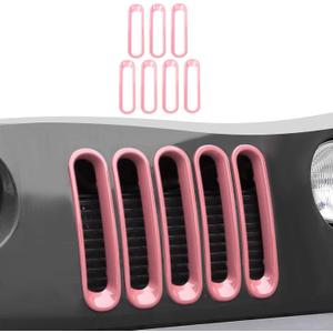 Grill Insert Grille Inserts Cover Fit for 2007-2018 Jeep Wrangler JK JKU,Pink