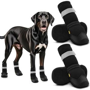Hcpet Dog Shoes for Dogs, Dog Booties for Dogs, Anti-Slip Dog Boots & Paw Protectors for Hot Pavement Winter Snow Hiking with Reflective Straps (Width 1.77 in, Light Black)