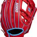 Wilson | A500 | Adult + Youth Baseball Glove + Mitt | Red/Blue/White, 11.5" | Infield, Right Hand Throw 