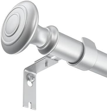 Box Space Curtain Rods for Windows 66 to 120 Inches, 1 Inch Diameter Heavy Duty Curtain Rod, Adjustable Length Window Curtain Rod Drapery Rod with Decorative Finials, Silver