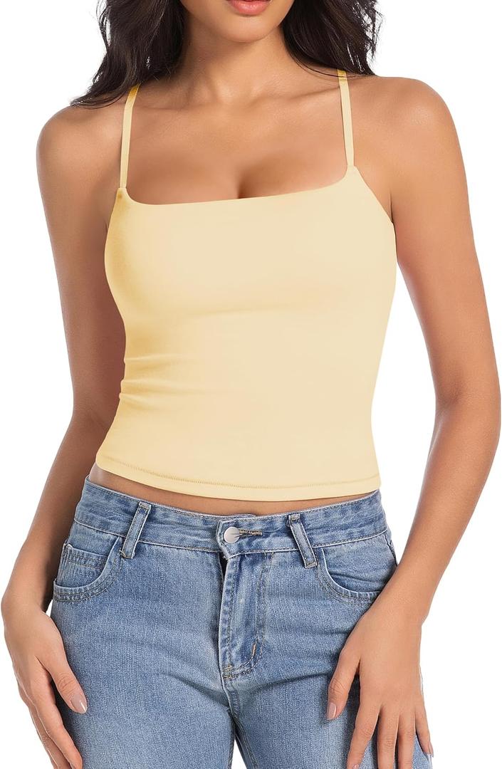 Abonlen Women's Sleeveless Adjustable Spaghetti Strap Tank Top, Small