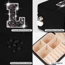 Uygafly Travel Jewelry Case - Personalized Jewelry Box for Women,Small Jewelry Organizer Cute Jewelry Organizers and Storage Aesthetic,Travel Essentials Birthday Gifts for Girls Women | Black,L