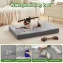 Waterproof Small Dog Bed Crate Pad 24 inch, Outdoor Washable Puppy Bed Orthopedic with Removable Cover Reversible, Foam Cat Bed Kennel Pad 23" x17, Durable Anti-Slip Bottom, Gray