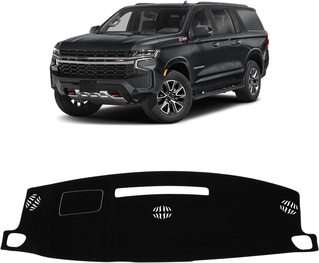 Autorder Dashboard Cover Mat for 2021-2024 Chevrolet Suburban/Tahoe/GMC Yukon Accessories Dash Cover Flannel Dash Mat Sunshade Glare UV Rays Protector (Not for Yukon Denali) Black