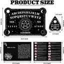 Threan Pendulum Dowsing Divination Board with Amethyst Set Wooden Spirit Talking Board Metaphysical Message Crystal Pendulum Necklace with Planchette for Wiccan Supply(Star Style)