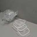 Square Glass Food Storage Containers, Small Square Storage Containers With Airtight Lids, 2Cup Glass Meal Prep Bowls, Leak-proof lunch Bowls, Dishwasher Microwave Freezer Safe -(White)