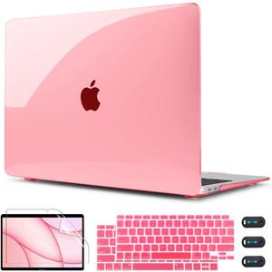 CISSOOK for MacBook Air 13 Inch Case Pink,Plastic Hard Shell Case with Keyboard Cover and Screen Protector for MacBook Air 13 2021-2018 Released A2337 M1 A2179 A1932 Model with Touch ID - Clear Pink