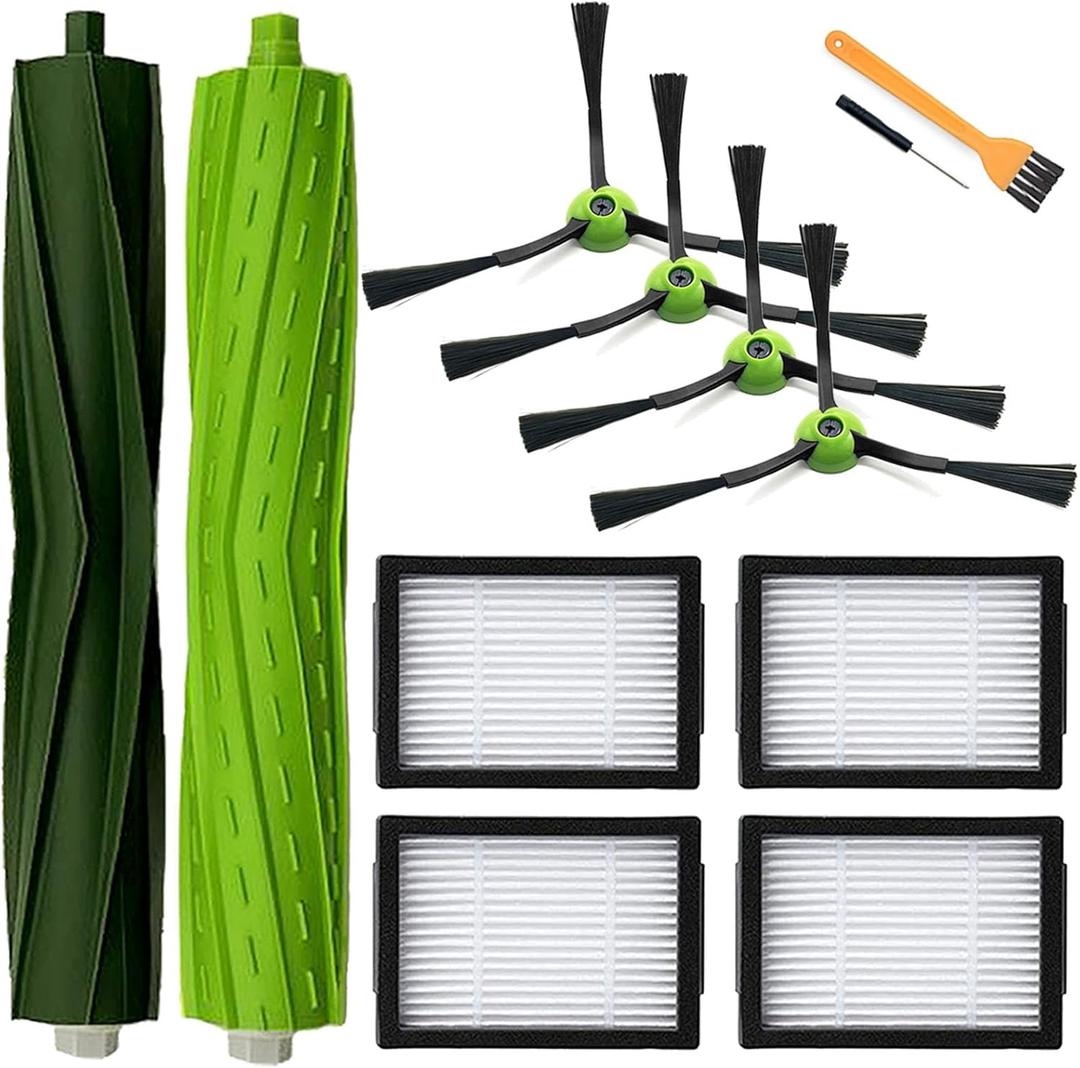 Replacement Parts for iRobot Roomba E5 E6 E7 i2 i3 i3+i4 i4+ i5 i5+ i6 i6+ i7 i7+ i8 i8+/Plus i1 E i j Series Robot Vacuum,1 sets of multi-surface roller brushes 4 filters 4 side brushes