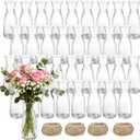 35 Pcs Plastic Bud Vases Bulk 2.36 x 6.69 Inch Shatterproof Plastic Vase Clear Small Flowers Container for Dinners Living Room Wedding Party Hotel Restaurant