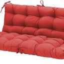 QILLOWAY Outdoor/Indoor Bench Cushion,Porch Swing Replacement Cushions 2-3 Seater Loveseat Chair Pads with Backrest and Ties for Garden Patio Furniture (51inx40in, RED)