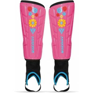 Vizari Blossom Toddler Soccer Shin Guards for Girls - Dual-Layered Protection - Ventilated Football Shin Pads with Ankle Protection, Pink/Blue, XXS, Stylish Design Ankle Guard with Adjustable Fit