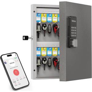 32 Key Lock Box Wall Mount, Smart Key Cabinet One Time Password/APP Bluetooth/Fixed/Wi-Fi Remote/Key Unlock, Key Management for Valets/Realtors/Office/Hotel
