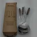 15 inch Large Spatula Slotted Turner Soup Ladle 304 Stainless Steel Wok Spatula Set Slotted Spoon for Cooking Utensils Set Long Wooden Handle Ladles Kitchen Metal Spatulas Cooking Spoons (Silver)