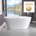 WOODBRIDGE 54" Acrylic Freestanding Bathtub Contemporary Soaking White Tub with Brushed Gold Overflow and Drain,B1702-BG