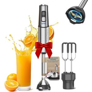 Anybear Immersion Blender, 1100W 2-in-1 Hand Held Blender with Full Copper Motor & Stainless Steel Body, 15 Speed & Turbo Mode Hand Mixer, Blade with Anti-scratch Coating (Gray) (Brown)