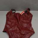 Popilush Shapewear Bodysuit for Women Lace Corset Tank Tops Tummy Control Faux Leather Thong Body Suits, X-Large