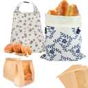 Reusable Bread Bags for Homemade Bread Sourdough, 2 Pack XL Bread Bag with Zipper, 10 Pcs Large Paper Bags with Window, Beeswax-Lined Cotton Storage Bags to Keep Fresh, Freezer Safe Eco-Friendly