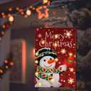 Merry Christmas Lighted Garden Flag Solar Powered Flag Snowman Buffalo Plaid Welcome Flags Vertical Double Sided Burlap Yard Flag for Outdoor Yard Lawn Decorations 12.5 x 18 Inch