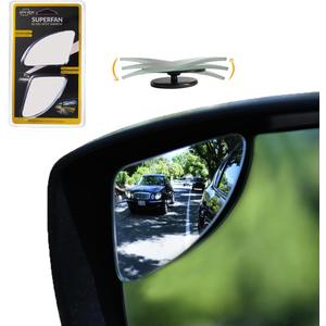 Blind Spot Mirrors for Cars - by Safe View Company - Change Lanes w Confidence - Made from Real Convex Glass - Long Lasting - Easy Peel & Stick (Superfan)