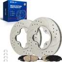KAX Front Brake Kit, Drilled and Slotted Brake Rotors, Ceramic Brake Pads | Fits Honda Accord 1990 1991 1992 1993 1994 1995 1996 1997, CL 1997 2.2L, Automotive Replacement Brake Kit