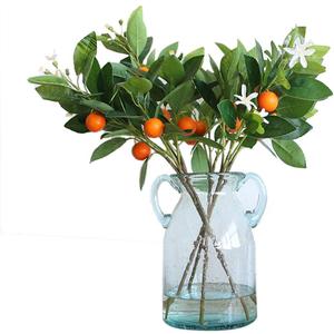 Artificial Fruits Decoration Office Decor Fake Plants Table Decor Nearly Real Plastic Fruit Branch for Desk Decoration Ornaments (Small cumquat)