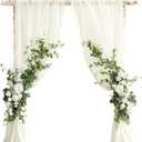 Ling's moment Artificial Eucalyptus Leaves Greenery Garland, 5.9ft Pack of 2 Fake Silk Long Vines Faux Wreath Realistic Stems for Table Centerpieces Wedding Outdoors Decor, White & Sage