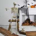 NEROSUN 5.4FT Halloween Skeletons Decoration, Posable Life Full Size Skeleton with Dog Skeleton, Realistic Plastic Human Bones for Halloween Props Haunted House Graveyard Party Decor