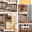 NELYE 8 Cube Organizer Bookcase - Fabric Storage Bins Container, Open Shelf Simple Compartments Bookshelf, Oak