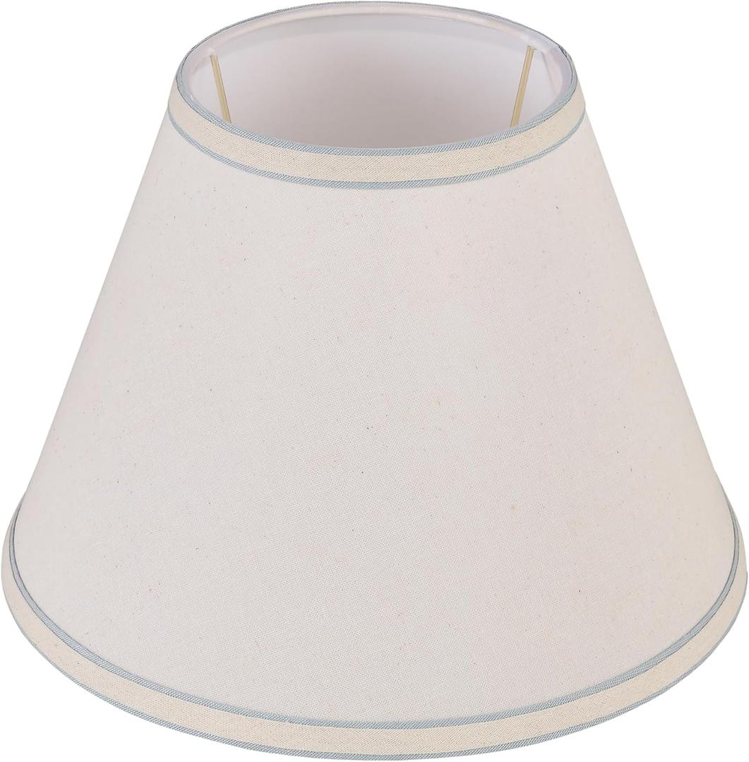 Aspen Creative 58881A Transitional Empire Shape Uno Construction Lamp Shade in Ivory Powder with Blue Trim, 6" Top x 12" Bottom x 9" Slant Height