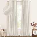 100% Blackout Shield Blackout Curtains for Bedroom Faux Linen Black Out Curtains 84 inch Length 2 Panels Set, Back Tab/Rod Pocket Thermal Insulated Drapes with Black Liner, 50''W x 84''L, Beige