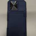 for iPhone 16 Pro Case with Card Holder (4-5 Cards), Slide Camera Cover, Military Grade Protection, Shockproof Heavy Duty Rugged Silicone Men Women Wallet Phone Case for iPhone 16 Pro, Blue