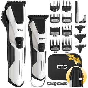 Professional Hair Clippers for Men, Professional Barber Clippers and Trimmer Set, Mens Cordless Hair Clipper for Barbers Haircut Kit Fade White