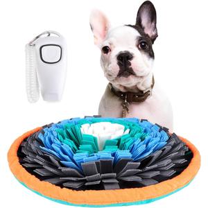 20 Inch Snuffle Mat for Dogs with Training Clicker, Interactive Sniff mat and Puzzle Toy Slow Feeder for Stress Relief and Boredo,m Washable Foraging Rug and Treat Dispensing Mat for All Breeds