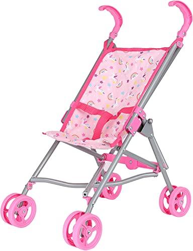 Dream Collection, Doll Stroller - Metal Fold Up and Down Umbrella Stroller for Realistic Pretend Play, Pink - 23”