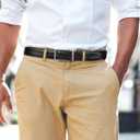 Black Mens Belt Ratchet Belts Dress Casual Leather Belt for Men With Slide Adjustable Click Buckle Gifts Box (28" to 34"Waist Adjustable)