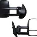 AERDM Towing Mirrors Manual Operated Textured Black Telescoping fit for 2007-2013 Chevy/GMC Silverado/Sierra Exterior Accessories Mirrors