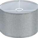 PATIKIL Drum Lamp Shades, 12"x12"x8" Linen Lamp Shade Easy Assembly Lampshade for Table Lamps Floor Lamps Pendant Lights, Gray
