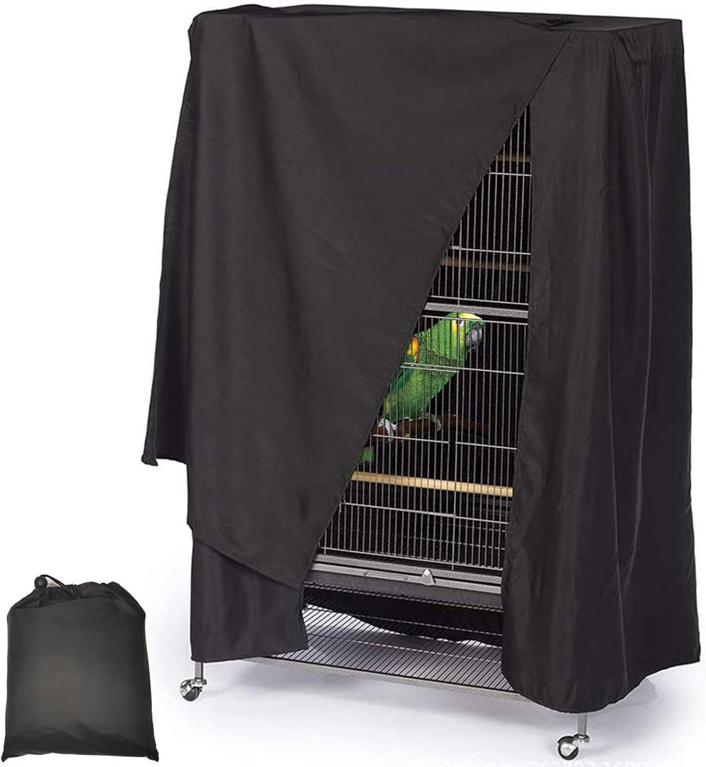 Fhiny Bird Cage Cover, 33.8Lx24Wx46.8H Water-Proof Good Night Black-Out Birdcage Cover Durable Washable Windproof Cage Accessories for Parrot Parakeet Small Animal Sleeping