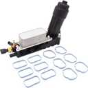 Engine Oil Cooler and Filter Housing Adapter gaskets Sensor Kit Replace 5184294AE Compatible with 2011-2013 Chrysler 200/300 Dodge Journey Jeep Wrangler Ram 3.6L Aluminium Silver