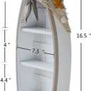Attraction Design Wooden Boat Shelf, 16.5" H Standing Boat Display with Fish Net Starfish Seashell Accents White Beach Nautical Theme Decor H (Boat Shelf)